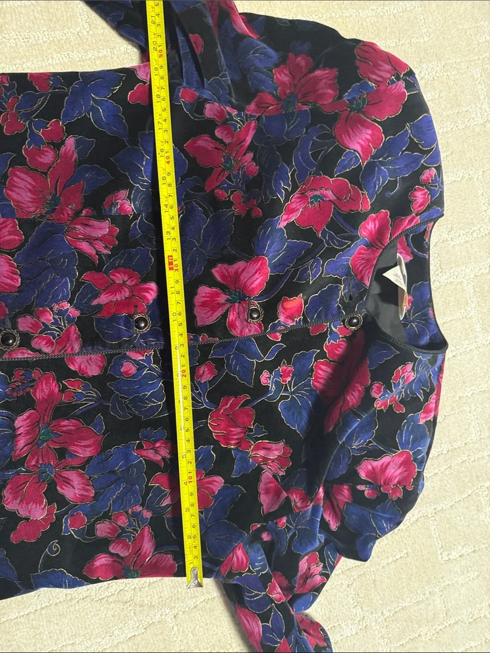 Women’s Vintage Navy Blue Floral Two-Piece Dress Set with Pink Accents
